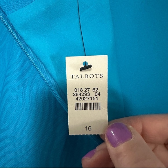 Talbots NWT Textured Cotton Pencil Skirt, Size 16, Blue - Picture 8 of 8